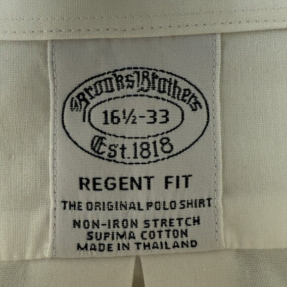 Brooks Brothers 16.5 33 Regent Fit Non Iron Stretch White Long Sleeve Button Up - Picture 3 of 16